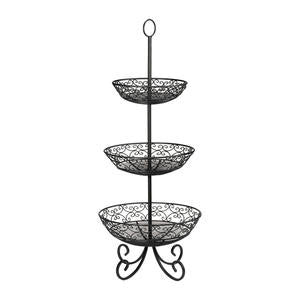 Mediterranean Collection™ Basket 3-Tier Round Black - Home Of Coffee