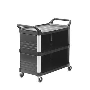 Utility Cart Enclosed Black 3-Shelf - Home Of Coffee