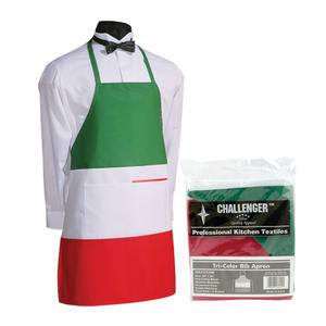 Challenger® Bib Apron 2-Pocket Red/White/Green - Home Of Coffee