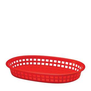 Chicago Platter Basket Oval Red 10 1/2" x 7" x 1 1/2" - Home Of Coffee