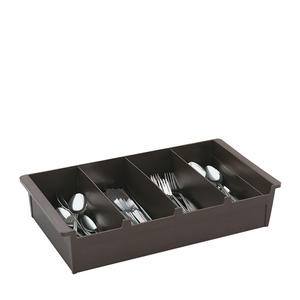 Cutlery Bin 4 Compartment Brown - Home Of Coffee