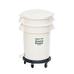 GreensKeeper® Container with Lid and Dolly White 32 gal - Home Of Coffee