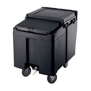 Ice Caddy with Sliding Door Black 125 lb - Home Of Coffee